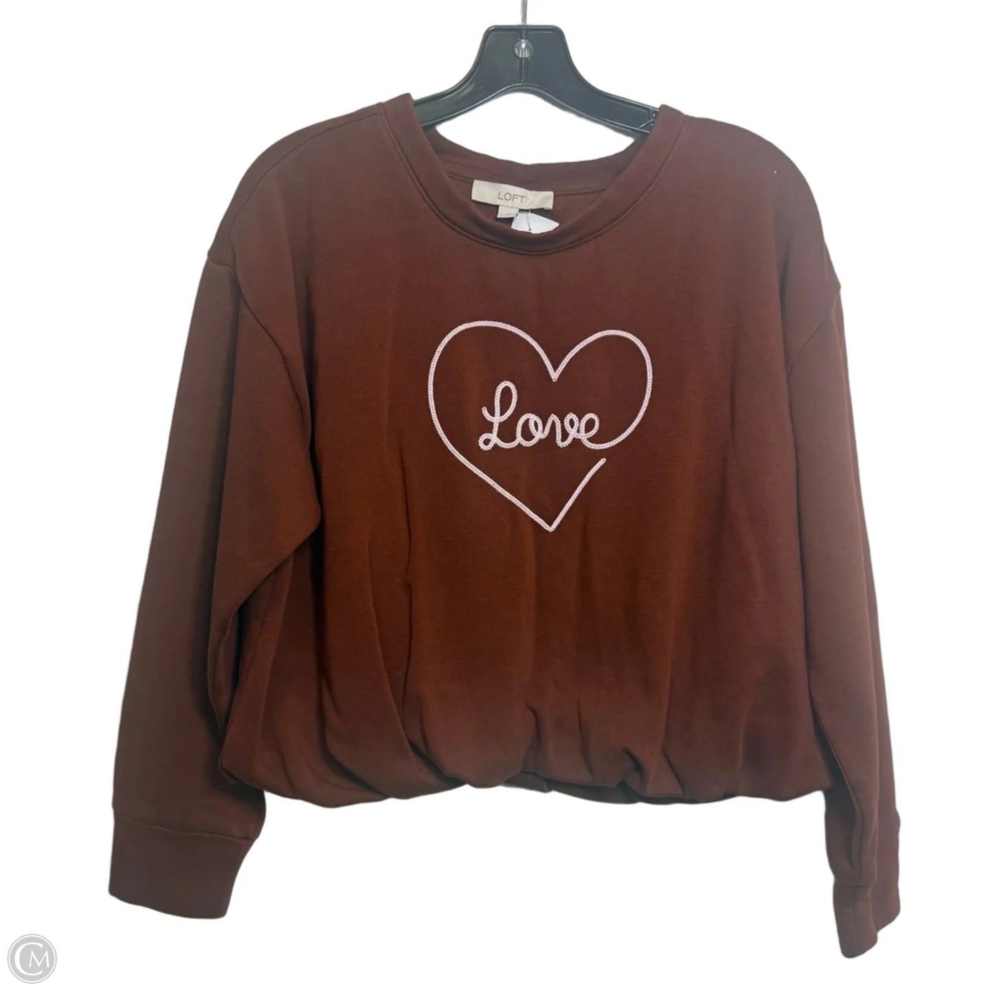 Sweatshirt Crewneck By Loft In Brown, Size: L