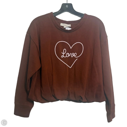 Sweatshirt Crewneck By Loft In Brown, Size: L