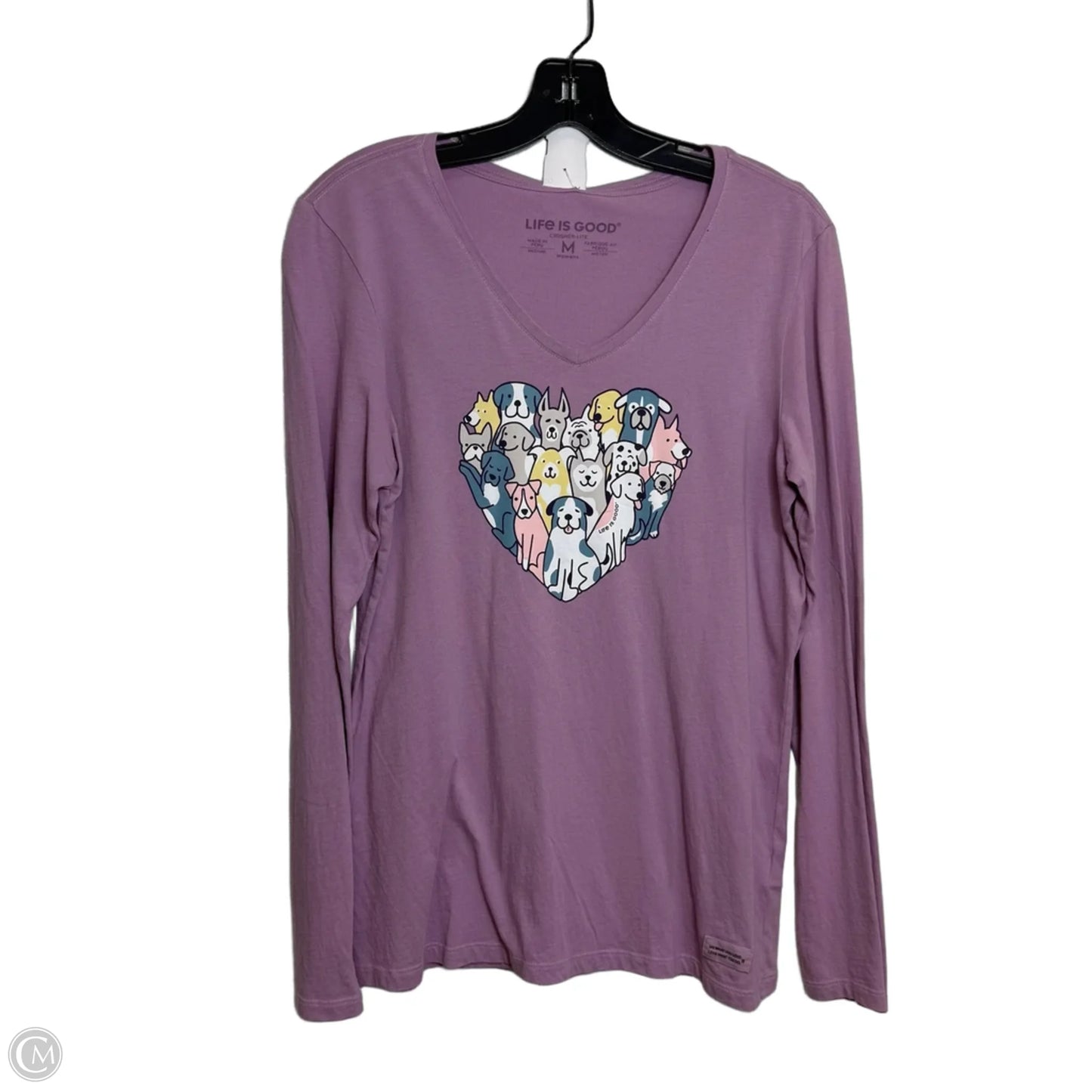 Dogs Top Long Sleeve By Life Is Good In Purple, Size: M