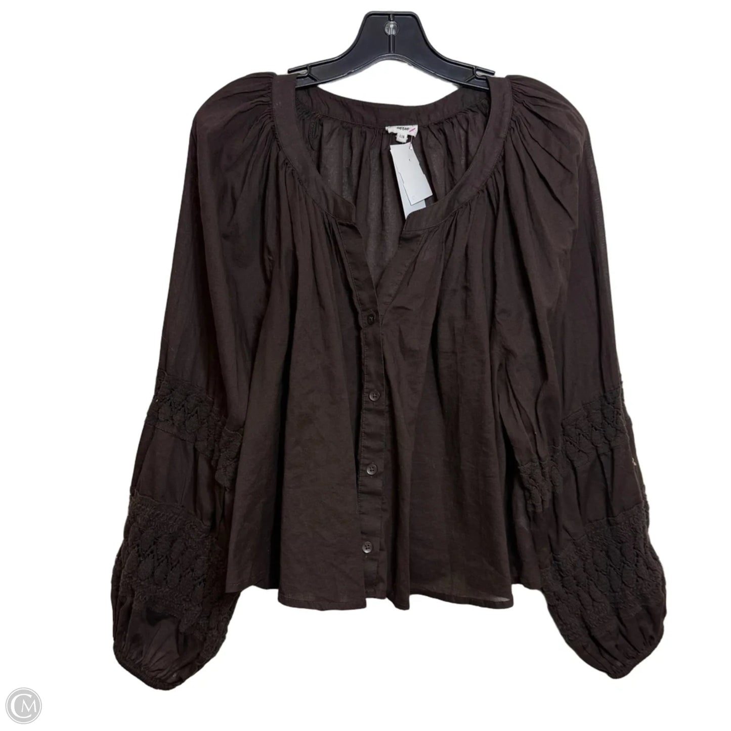 Top Long Sleeve By Aerie In Brown, Size: L