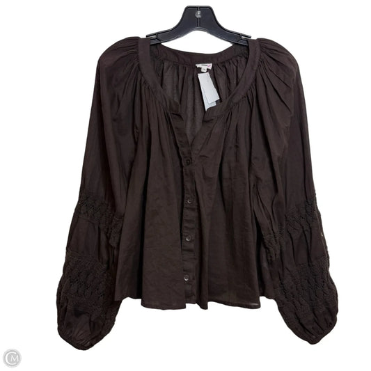 Top Long Sleeve By Aerie In Brown, Size: L