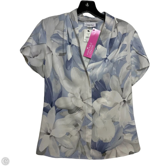 Top Short Sleeve By Calvin Klein In Blue & White, Size: S