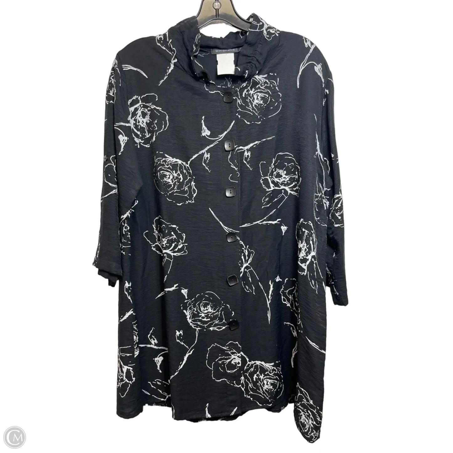 Tunic Long Sleeve By Clothes Mentor In Black, Size: L