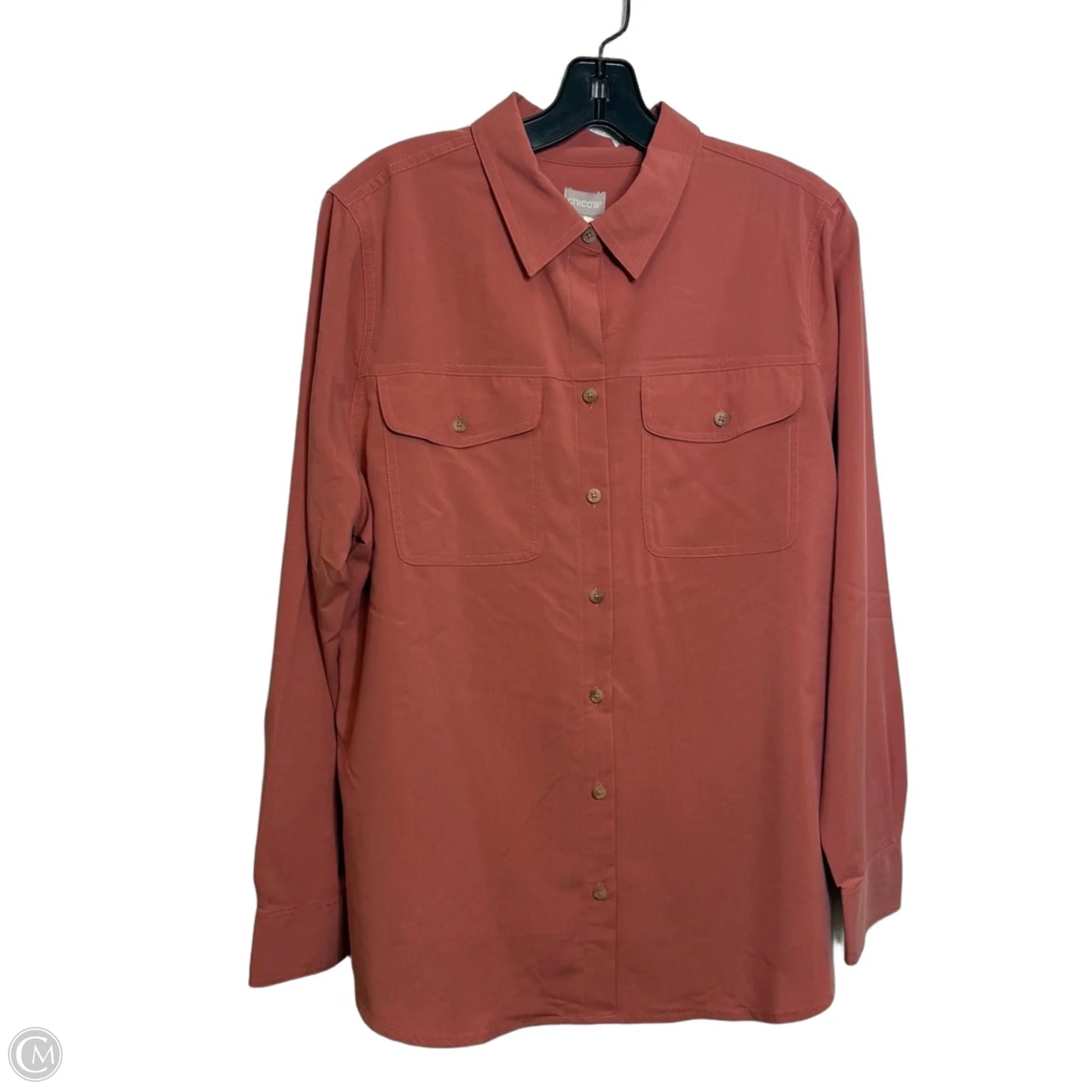 Top Long Sleeve By Chicos In Coral, Size: S