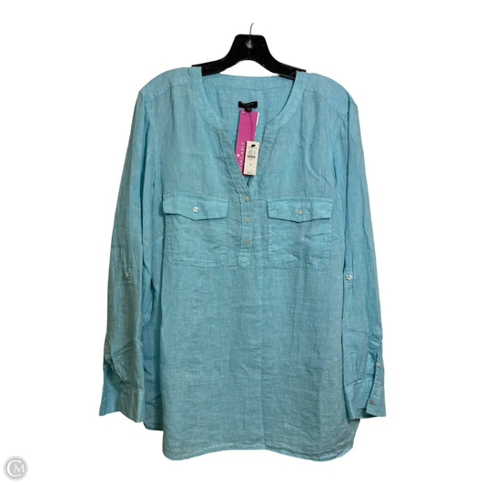 Top Long Sleeve By Talbots In Aqua, Size: 1x