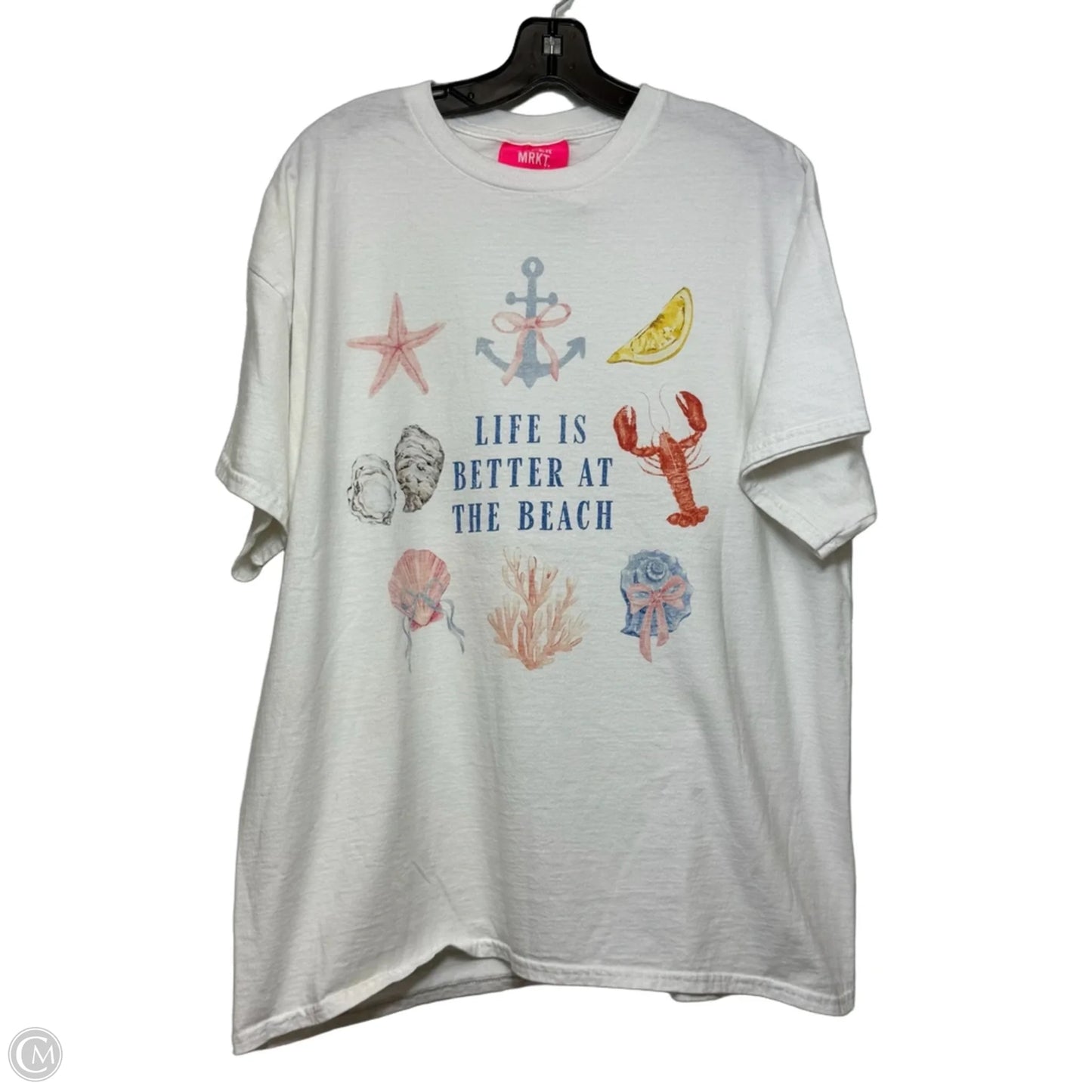 Top Short Sleeve By Clothes Mentor In White, Size: L