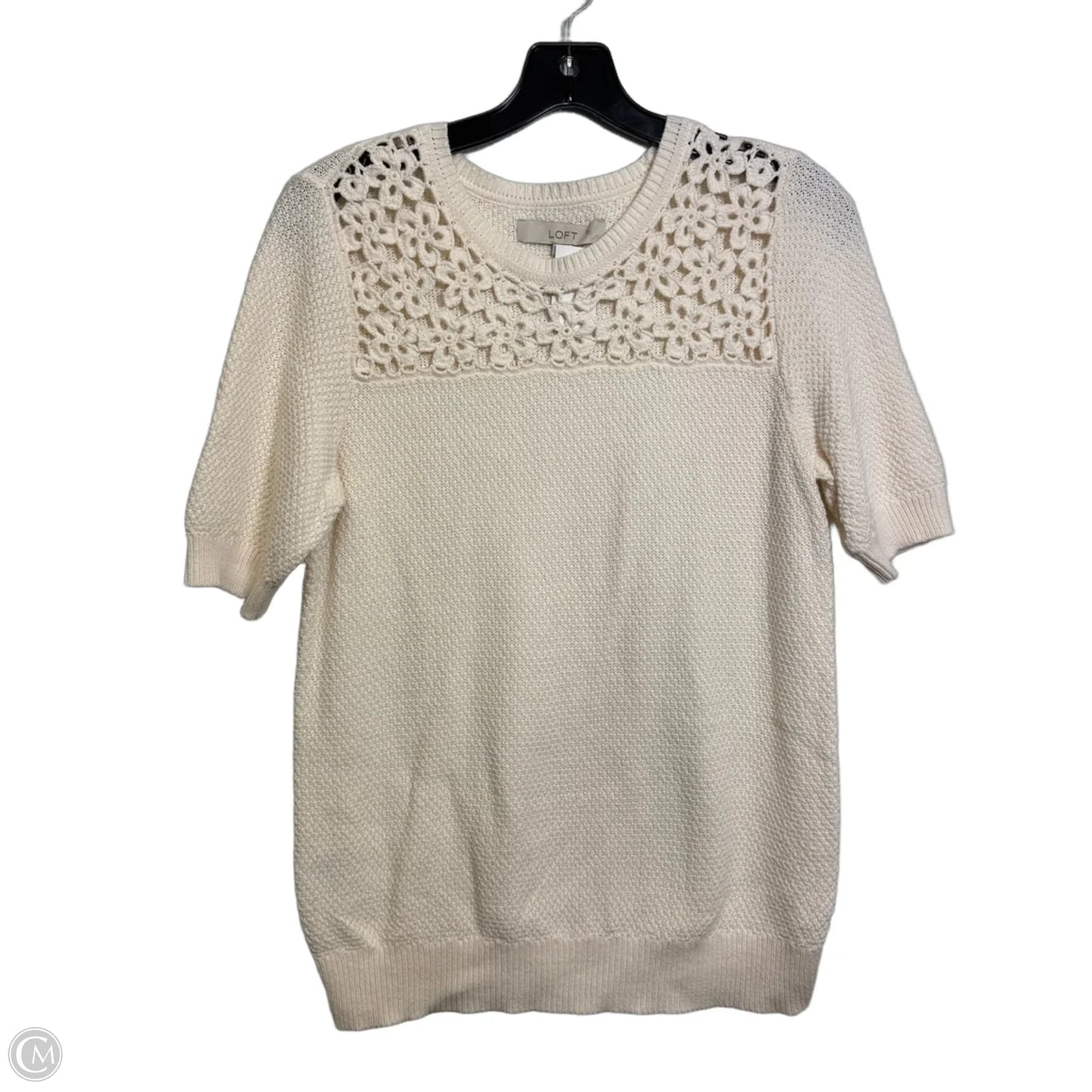Top Short Sleeve By Loft In Cream, Size: M