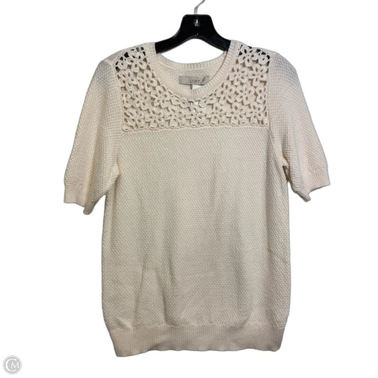 Top Short Sleeve By Loft In Cream, Size: M
