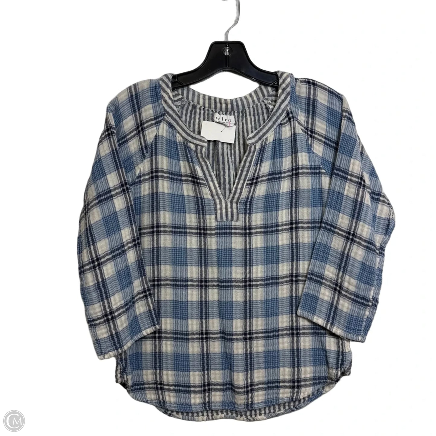 Top Long Sleeve By Velvet In Plaid Pattern, Size: S