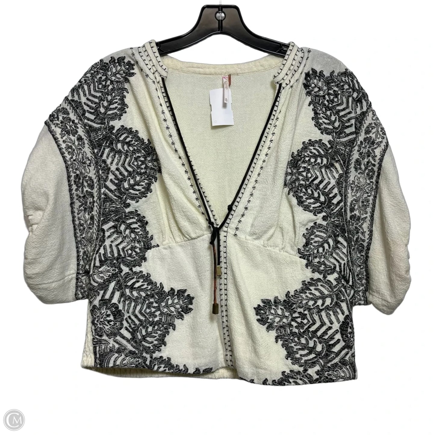 Top Short Sleeve By Free People In Black & Cream, Size: Xl