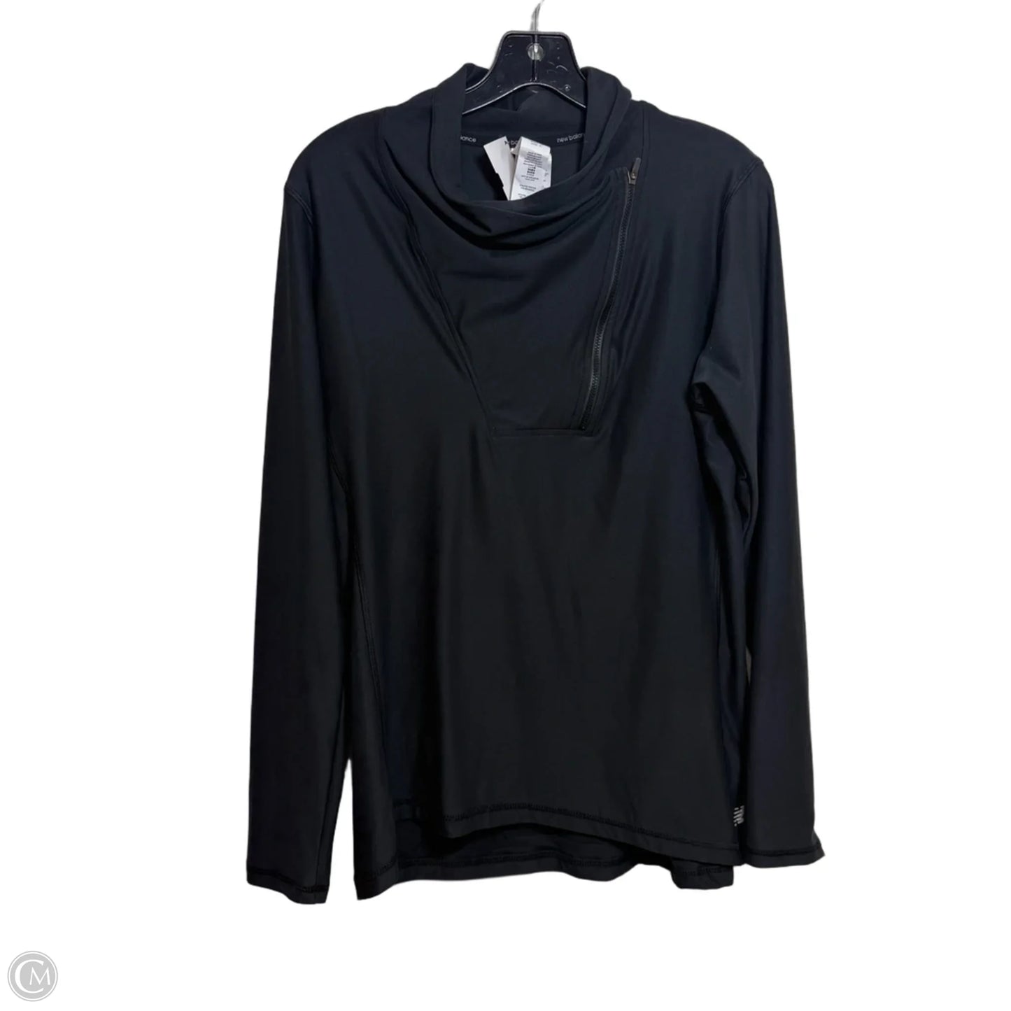 Athletic Top Long Sleeve Collar By New Balance In Black, Size: L