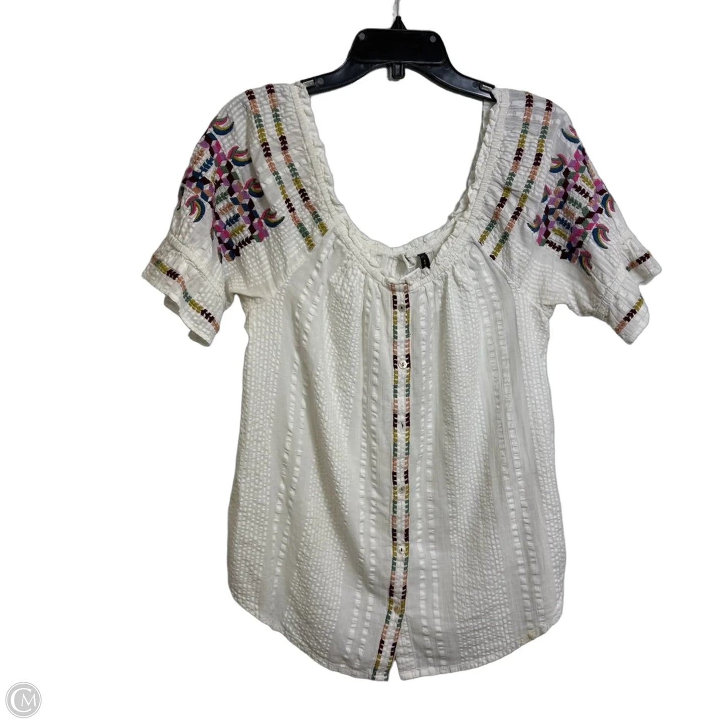 Top Short Sleeve By Anthropologie In White, Size: Xs