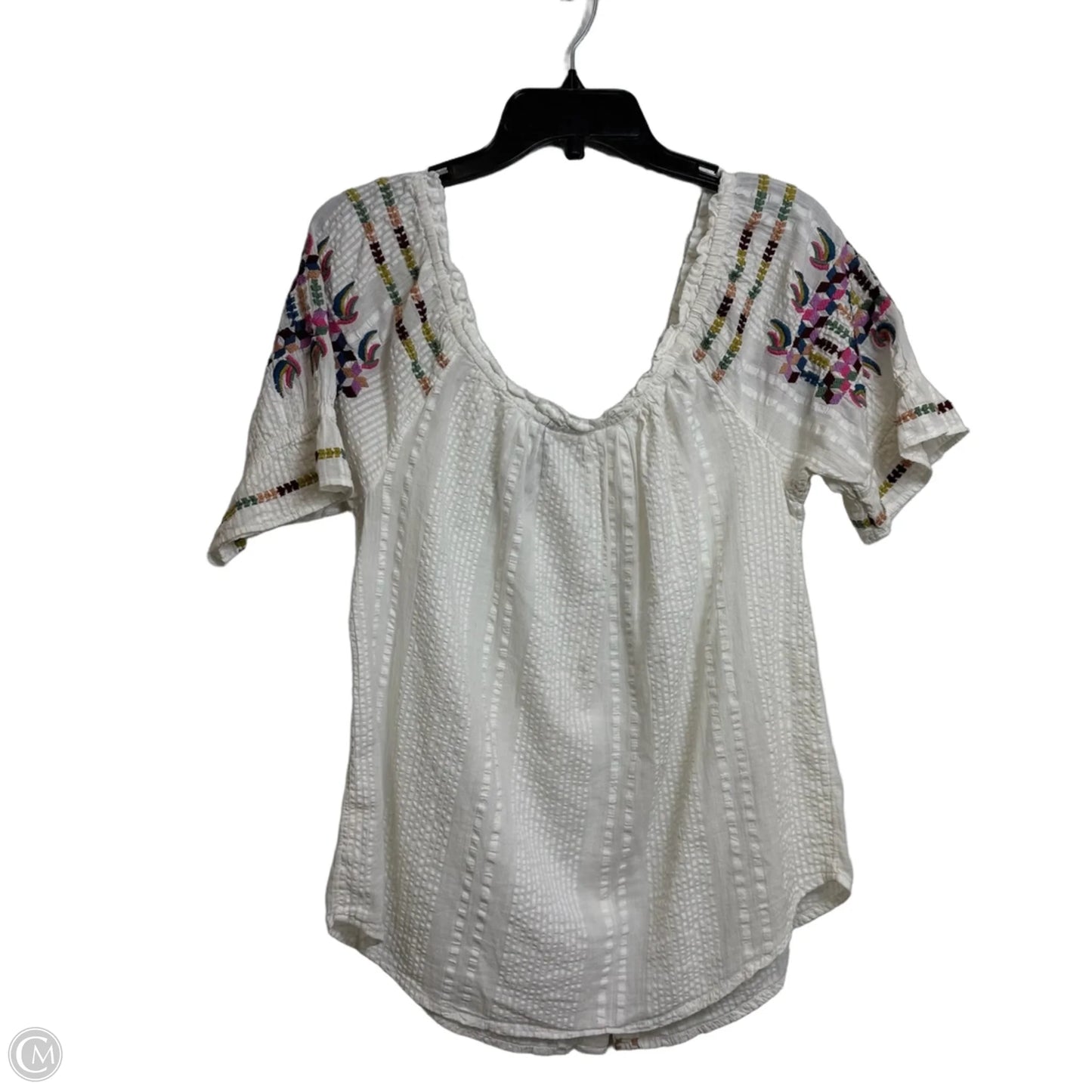 Top Short Sleeve By Anthropologie In White, Size: Xs