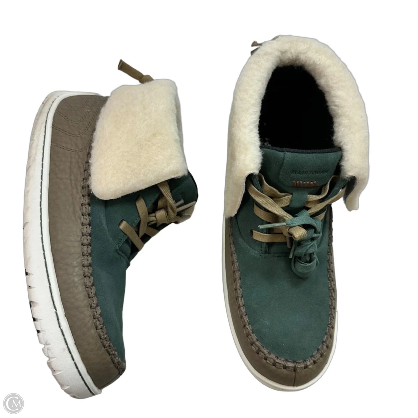 Shoes Flats By Clothes Mentor In Green & Tan, Size: 10