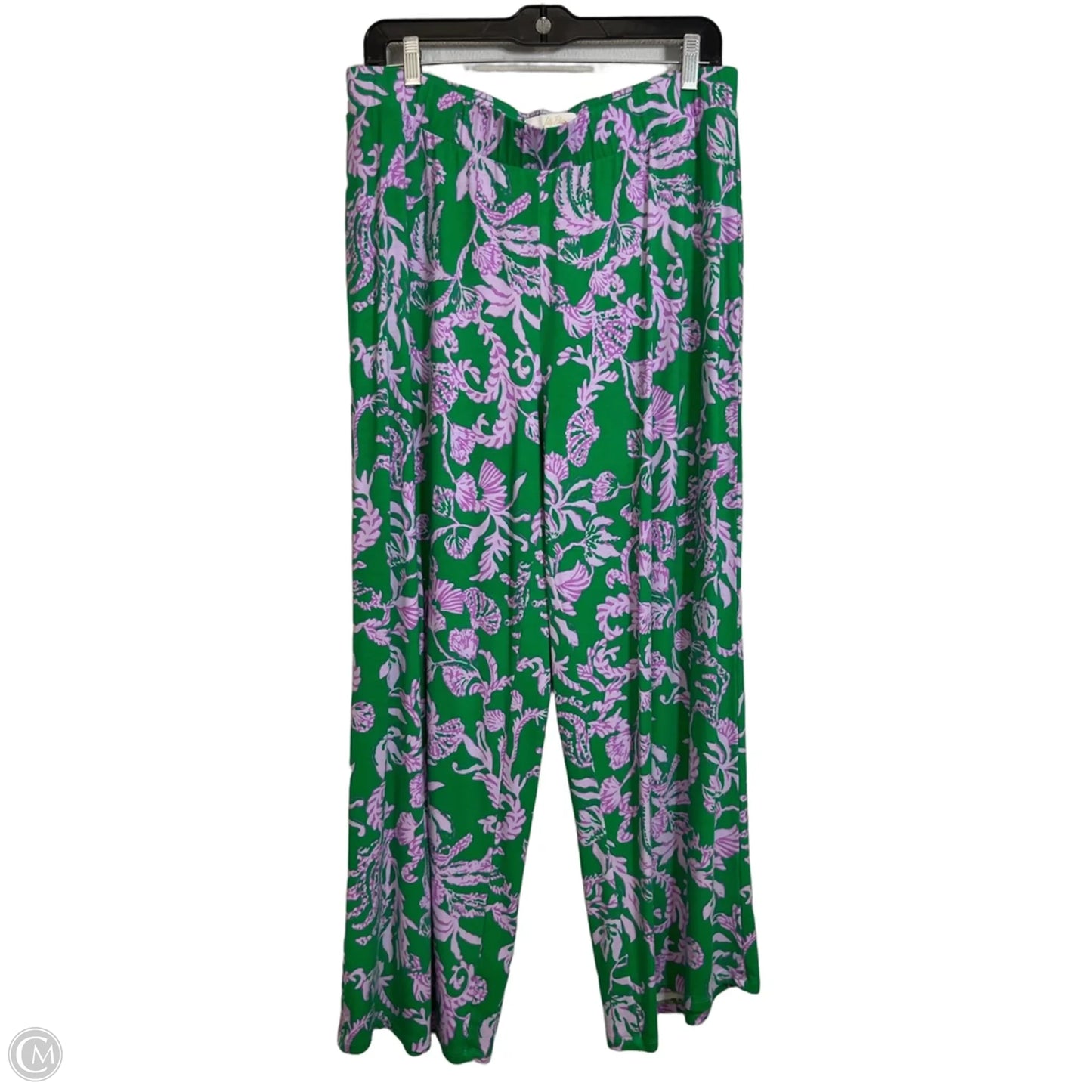 Pants Designer By Lilly Pulitzer In Green & Purple, Size: L
