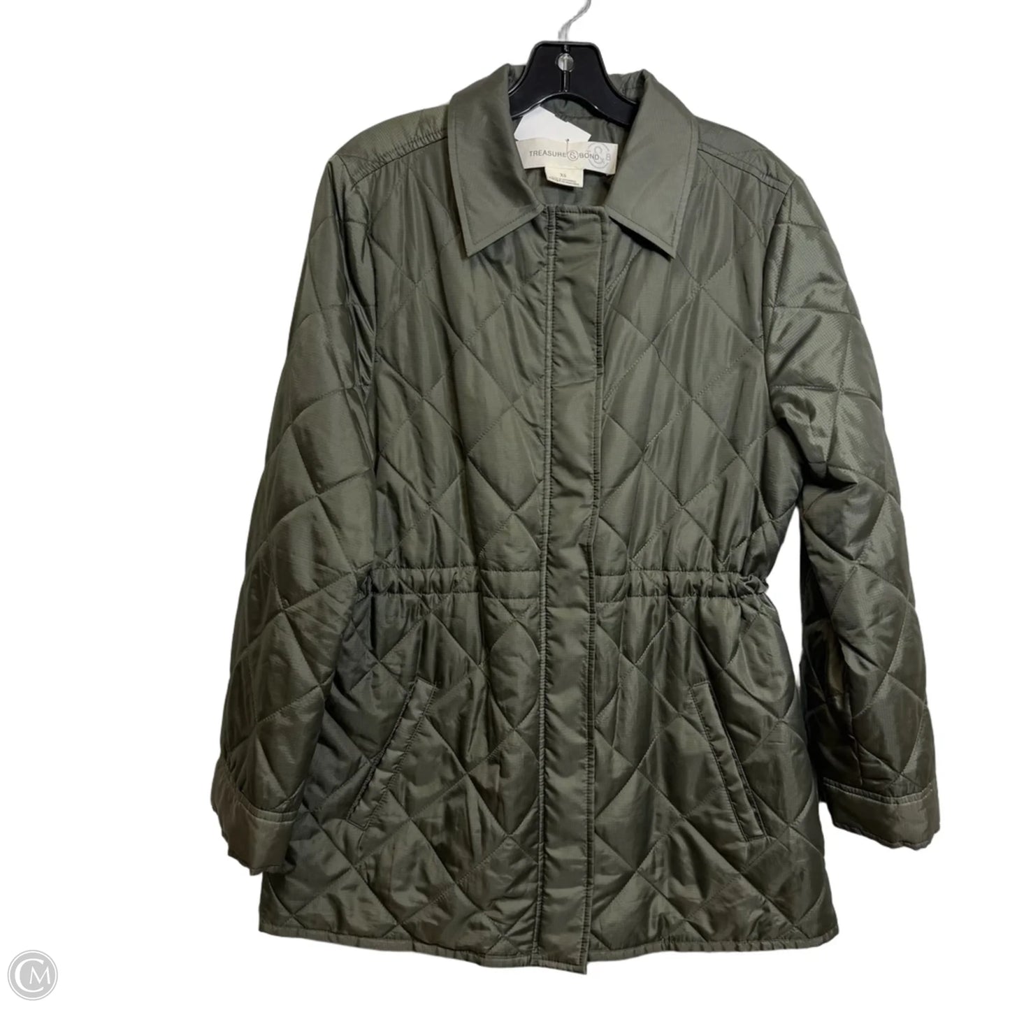 Jacket Puffer & Quilted By Treasure And Bond In Green, Size: Xs