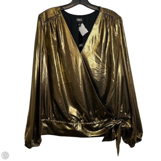 Top Long Sleeve By Inc In Gold, Size: L
