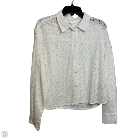 Top Long Sleeve By Gap In White, Size: L
