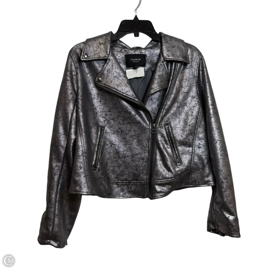Jacket Moto By Torrid In Silver, Size: 1x