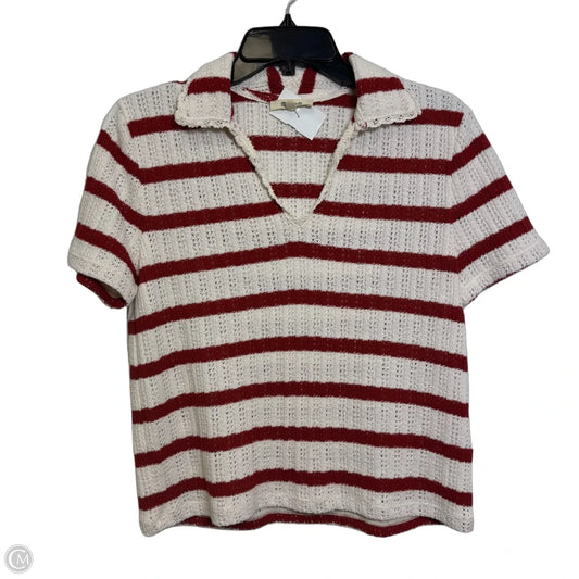 Top Short Sleeve By Madewell In Red & White, Size: S