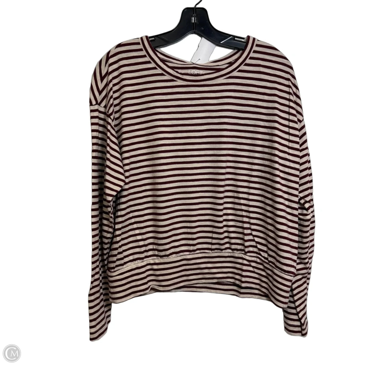 Top Long Sleeve By Loft In Striped Pattern, Size: L