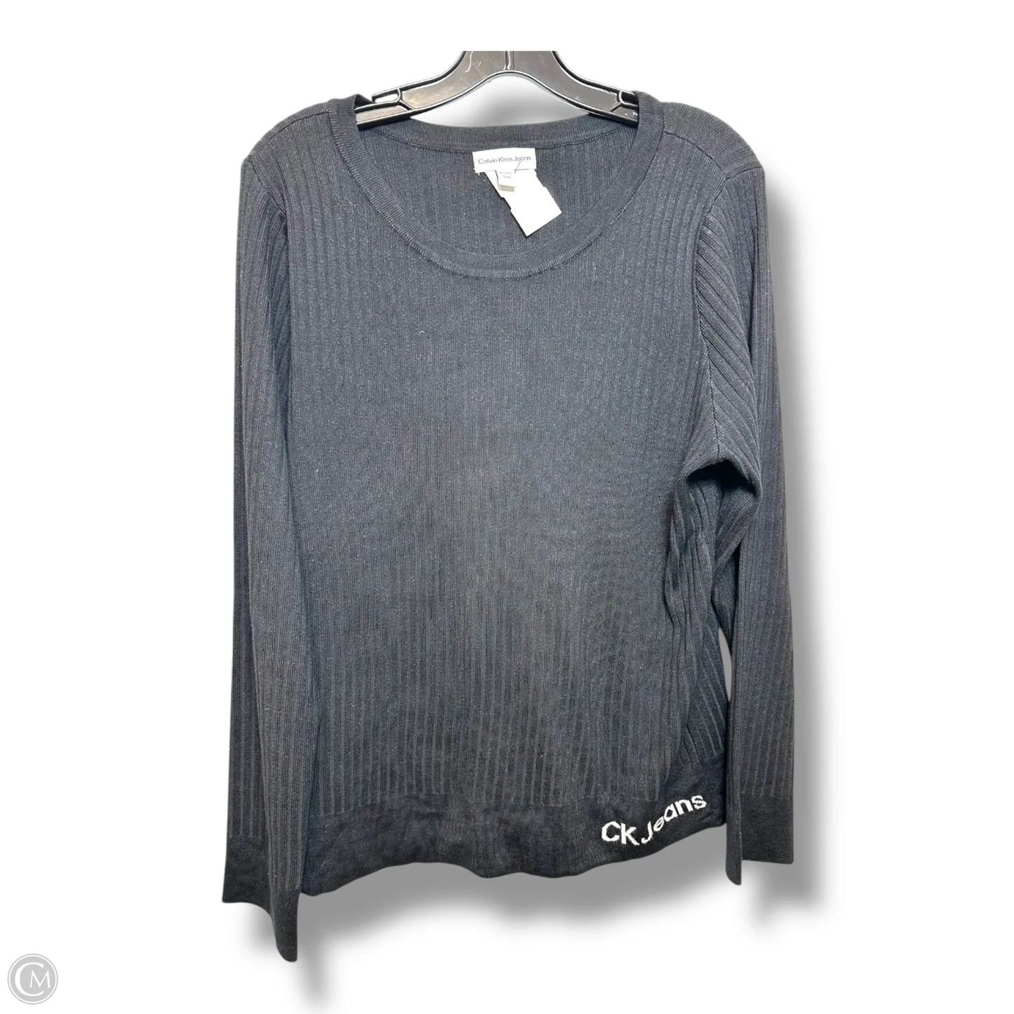 Top Long Sleeve By Calvin Klein In Black, Size: Xl