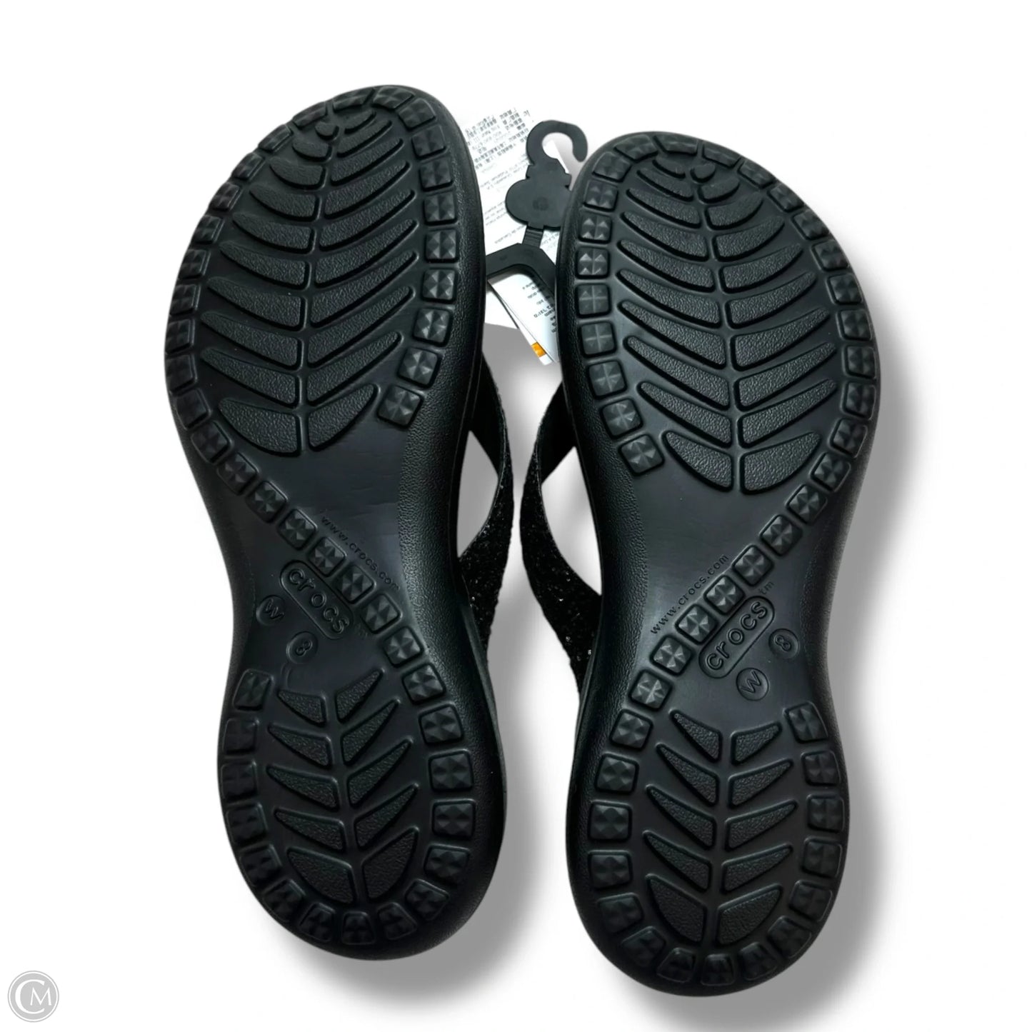 Sandals Flip Flops By Crocs In Black, Size: 8