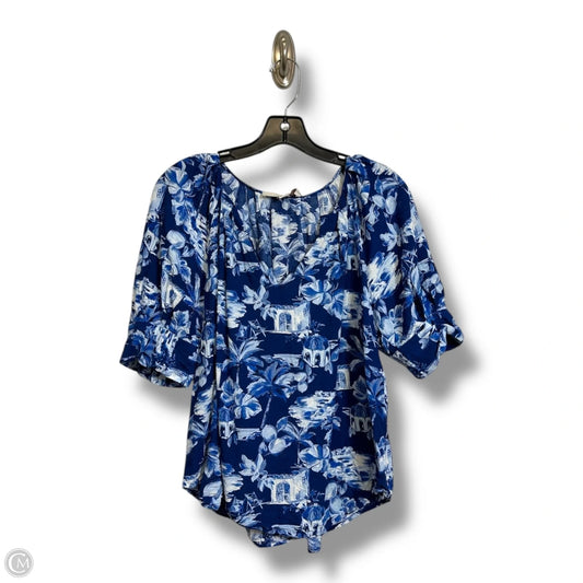 Top Short Sleeve By Loft In Tropical Print, Size: M