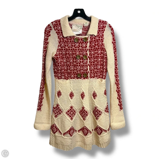 Cardigan By Sparrow In Red & Tan, Size: S