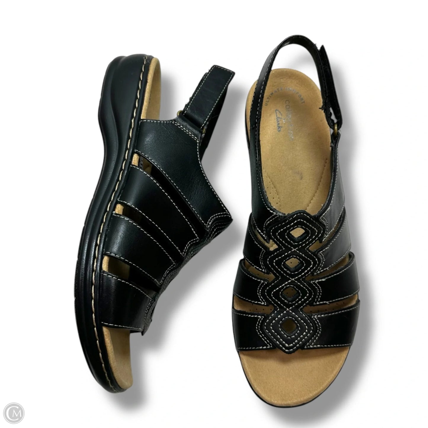 Sandals Flats By Clarks In Black, Size: 9.5