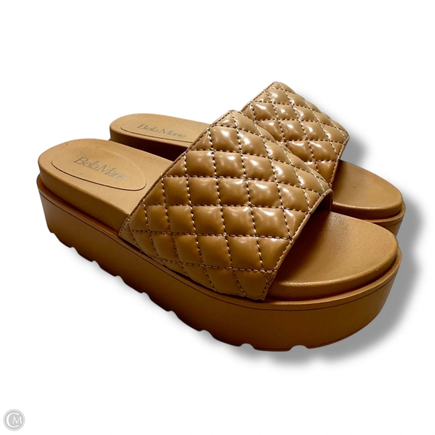 Sandals Heels Block By Bella Marie In Tan, Size: 8.5