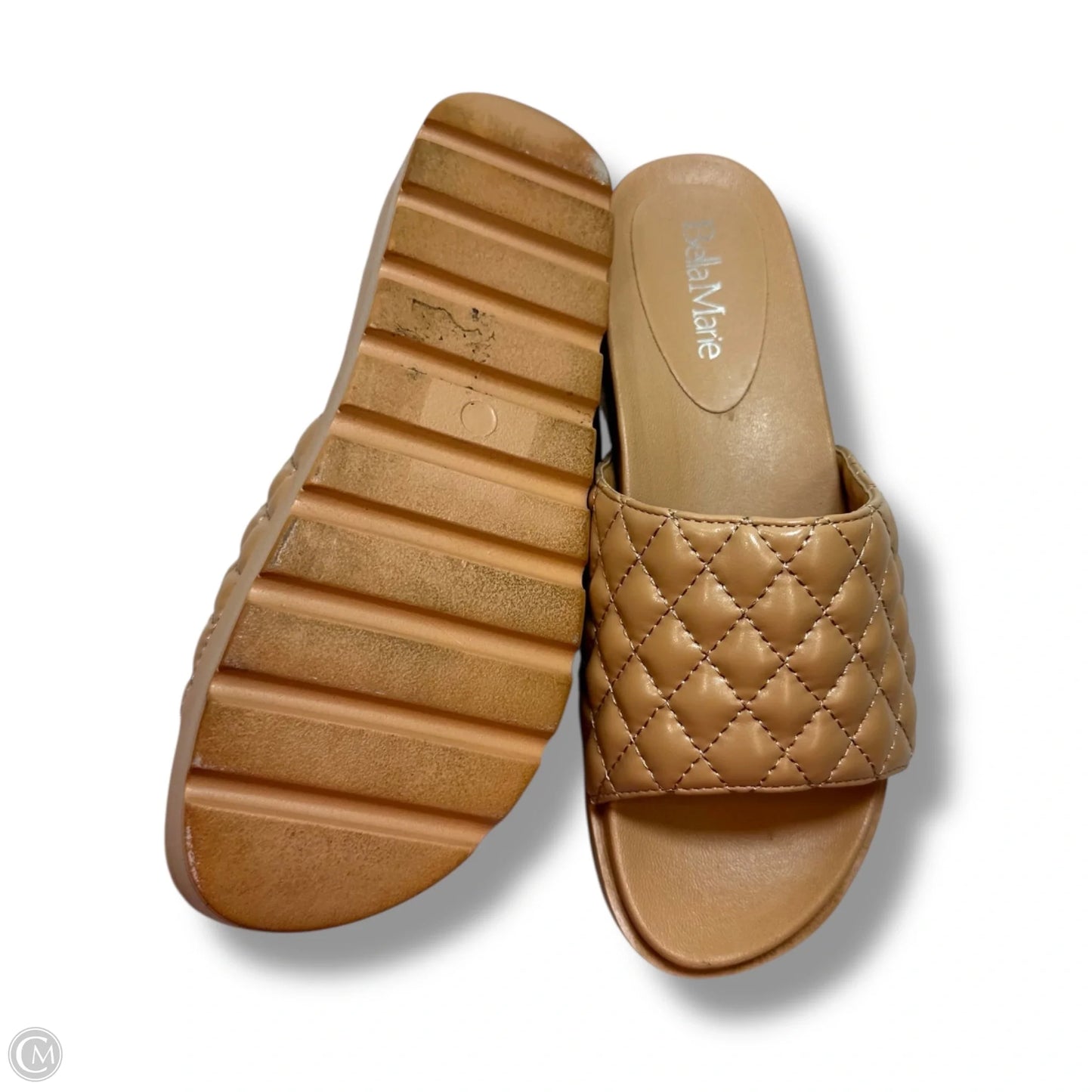 Sandals Heels Block By Bella Marie In Tan, Size: 8.5