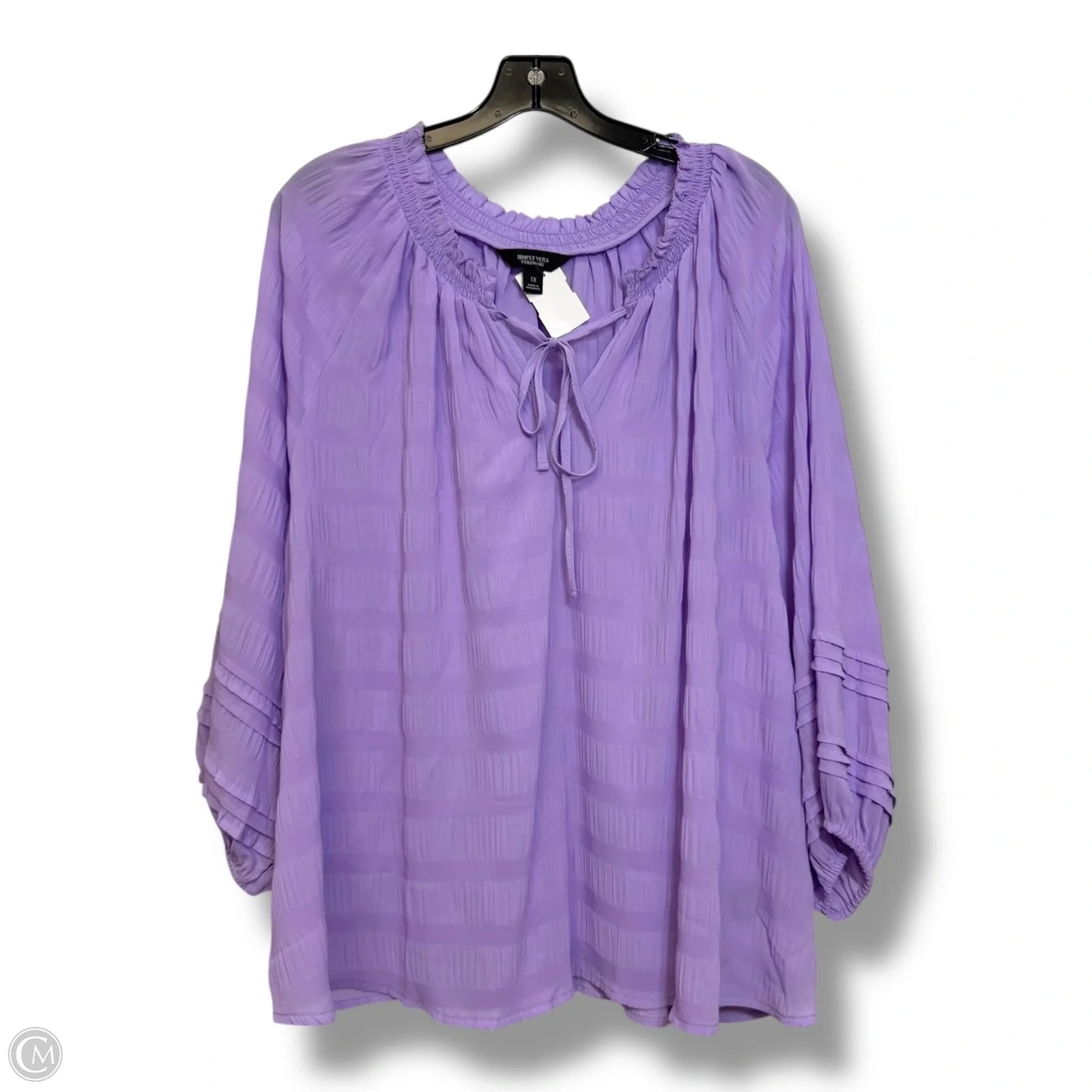 Top 3/4 Sleeve By Simply Vera In Purple, Size: 1x