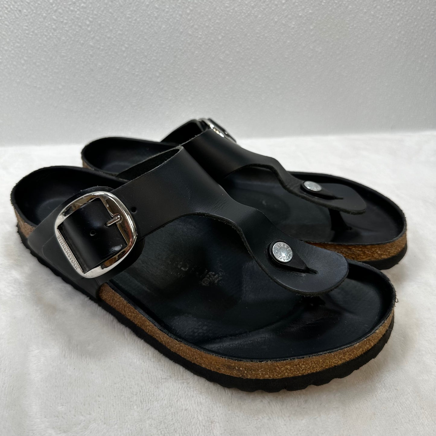 Sandals Flats By Birkenstock In Black, Size: 9