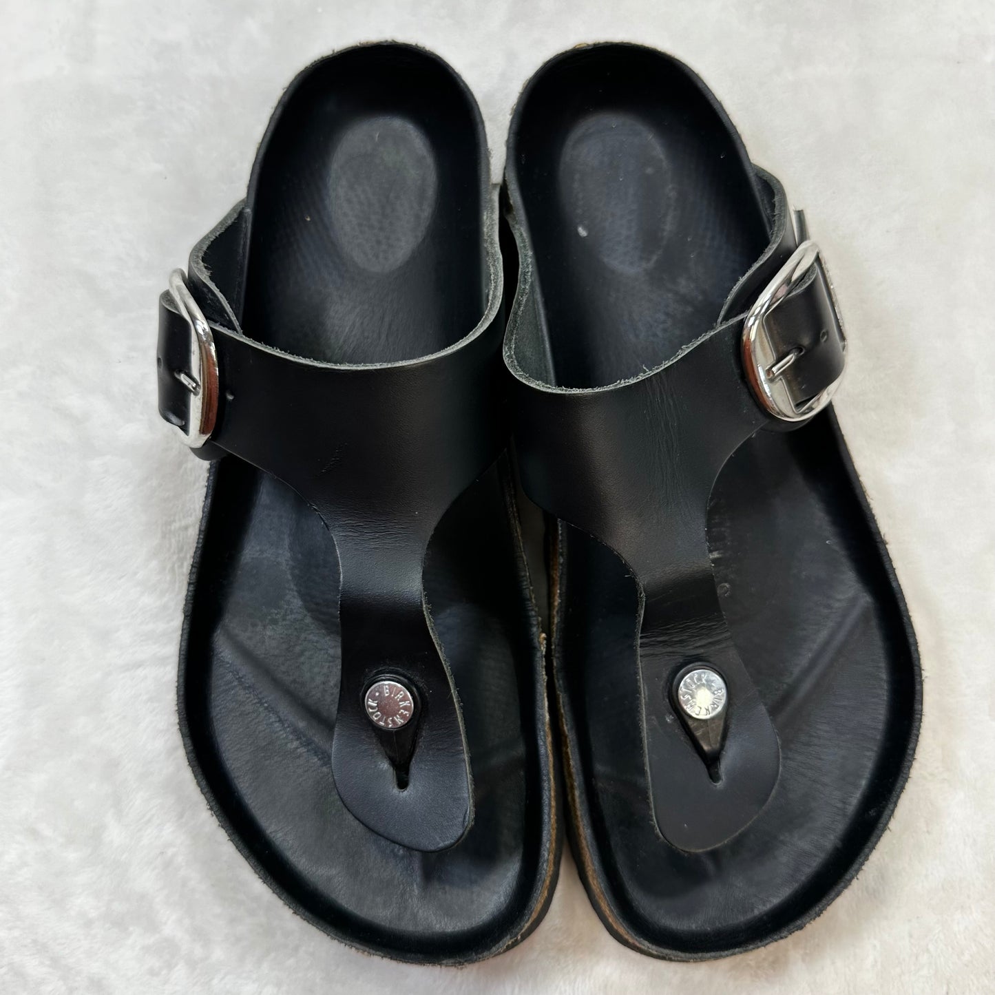 Sandals Flats By Birkenstock In Black, Size: 9