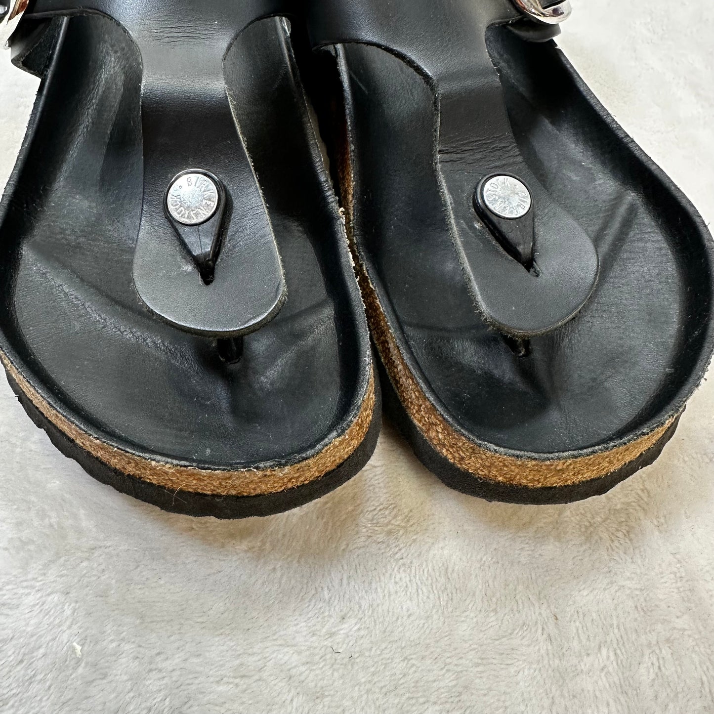 Sandals Flats By Birkenstock In Black, Size: 9