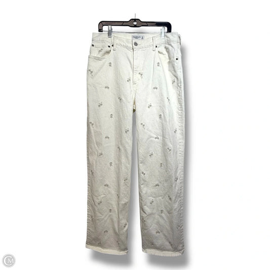 Jeans Straight By Abercrombie And Fitch In Cream, Size: 12