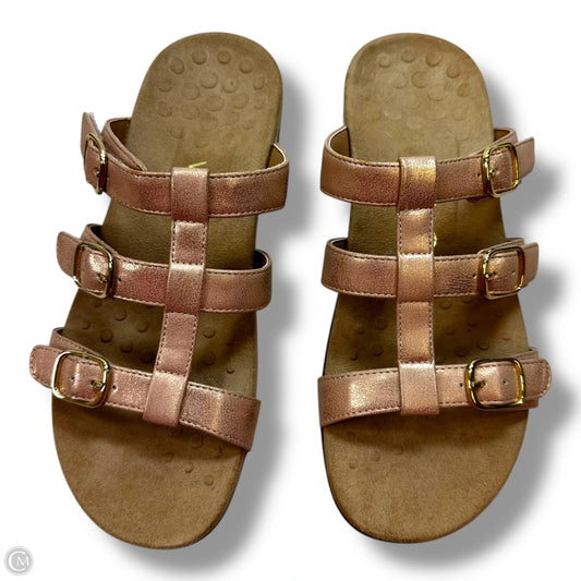 Sandals Flats By Vionic In Bronze, Size: 8