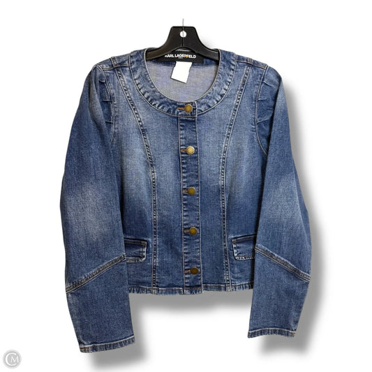 Jacket Designer By Karl Lagerfeld In Blue Denim, Size: Lp