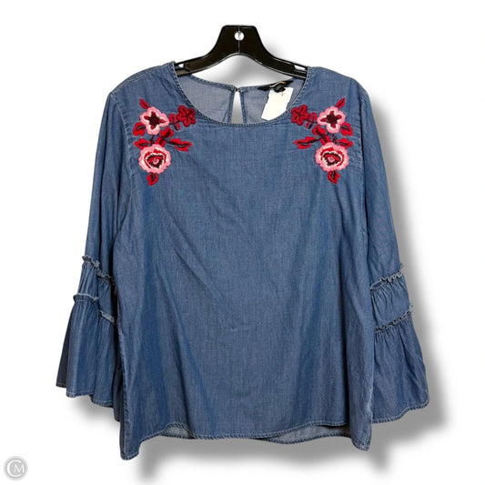 Top Long Sleeve By Express In Blue, Size: L
