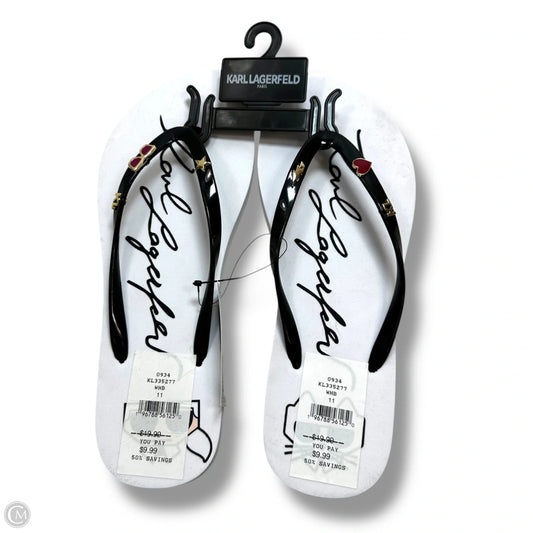 Sandals Designer By Karl Lagerfeld In Black & White, Size: 11