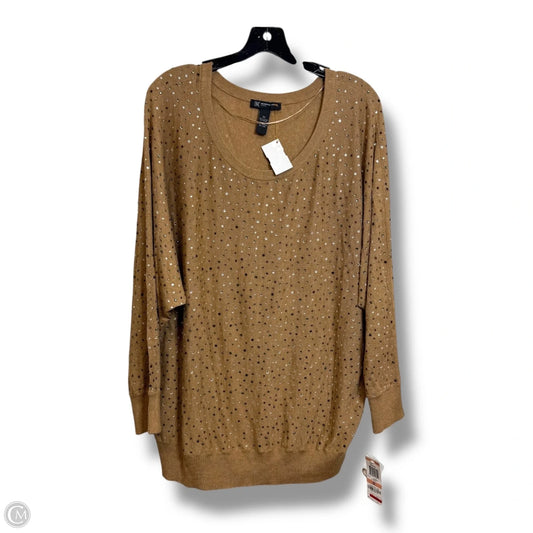 Top Long Sleeve By Inc In Tan, Size: 2x