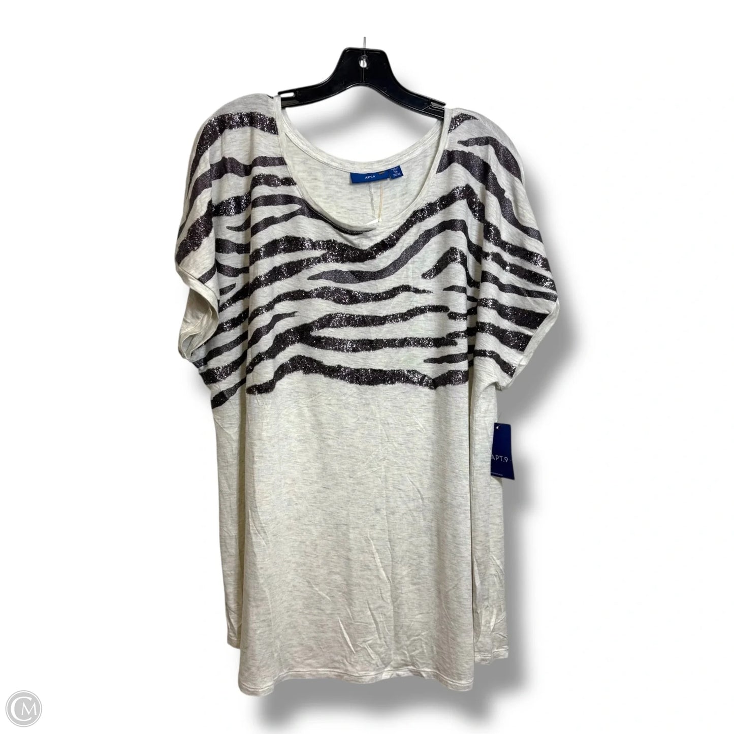 Top Short Sleeve By Apt 9 In Ivory, Size: 2x