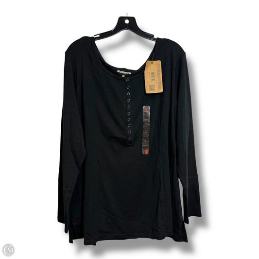 Top Long Sleeve By Ruff Hewn In Black, Size: 3x