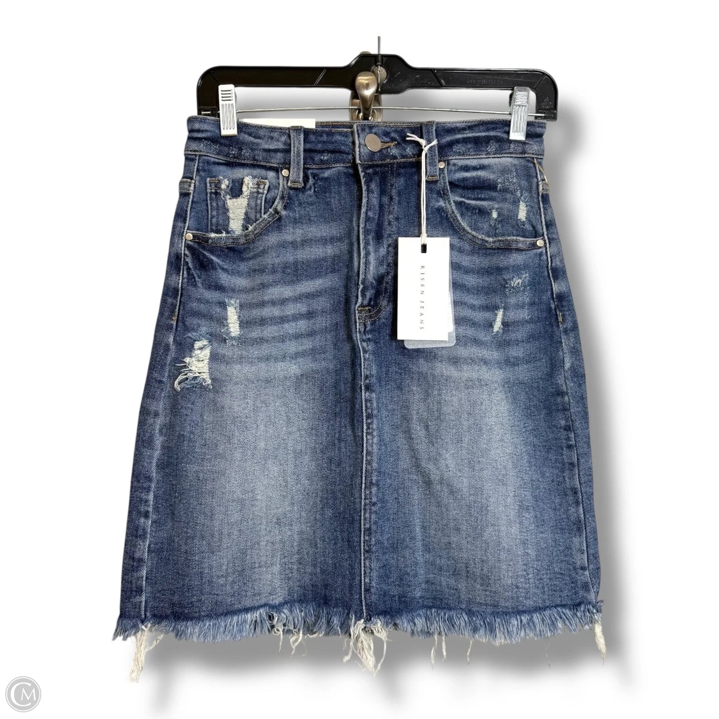 High rise Skirt Mini & Short By Risen In Blue Denim, Size: S