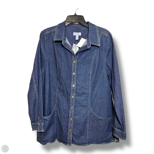 Tunic Long Sleeve By Denim And Company In Blue Denim, Size: L