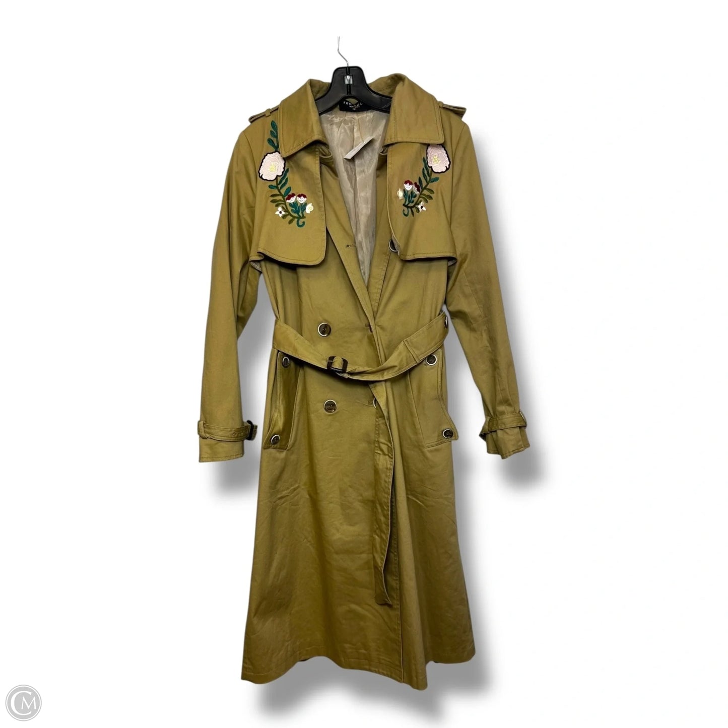 Coat Trench Coat By Few Moda In Tan, Size: M