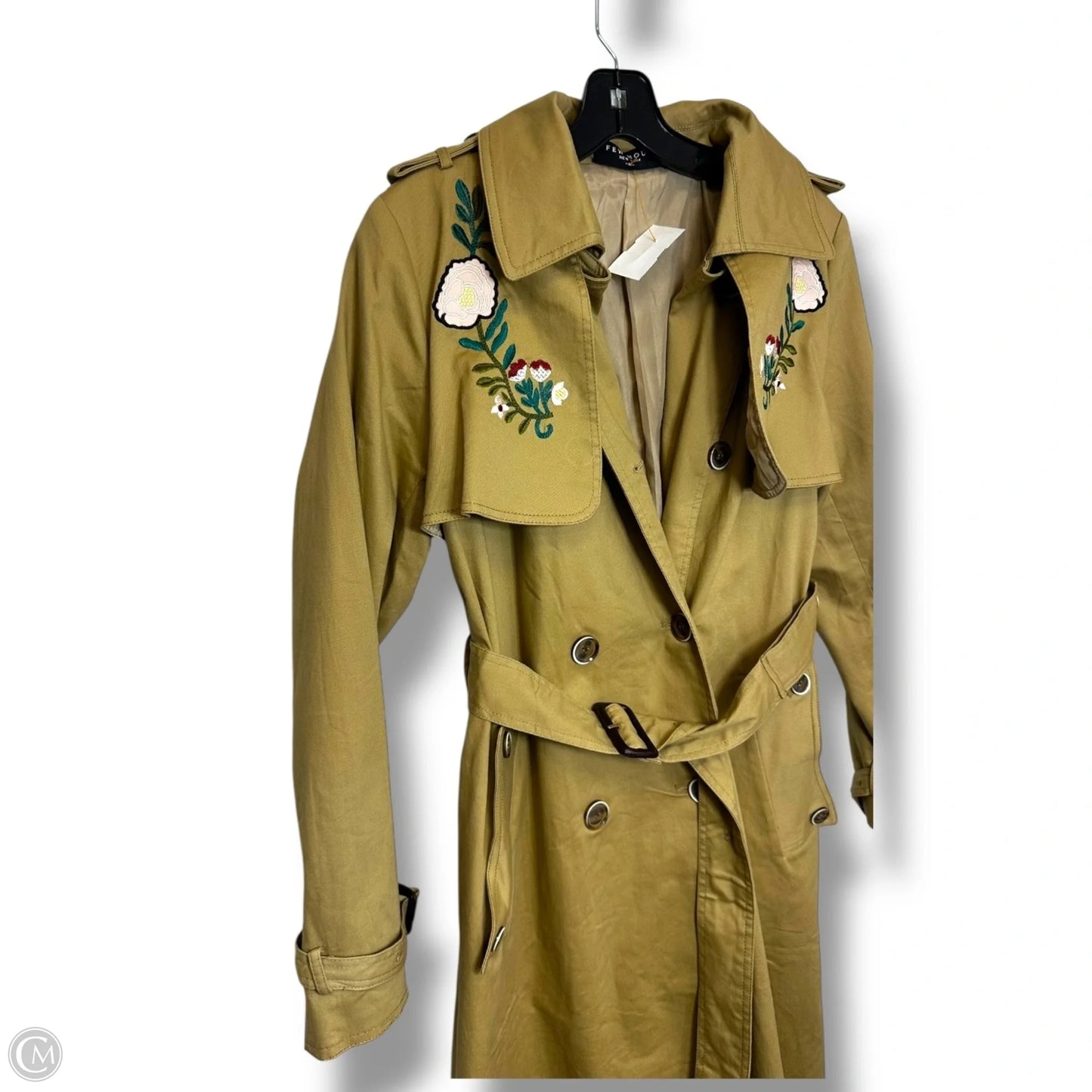 Coat Trench Coat By Few Moda In Tan, Size: M