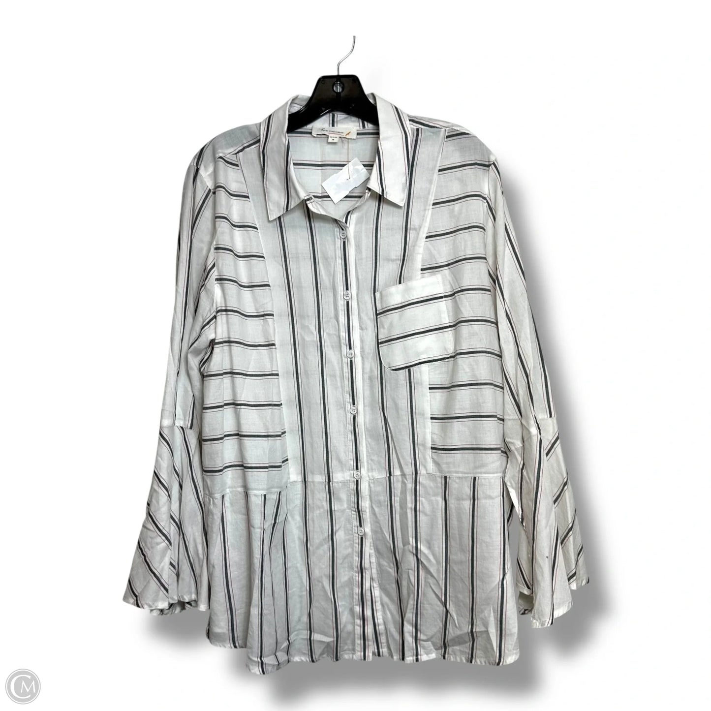 Blouse Long Sleeve By Vince Camuto In White, Size: 1x