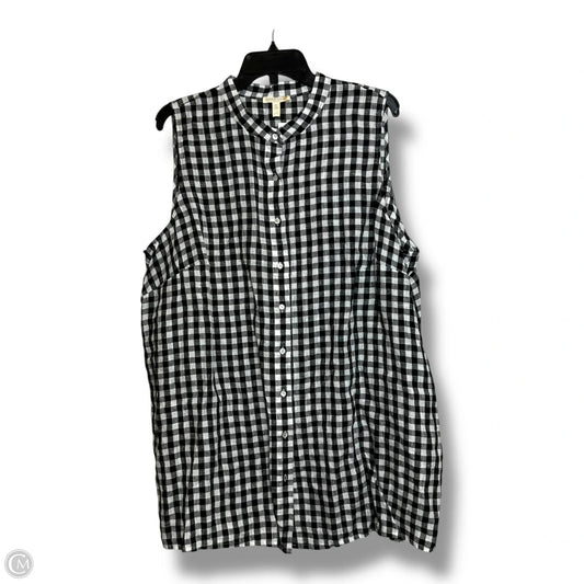 Top Sleeveless By Eileen Fisher In Plaid Pattern, Size: 1x